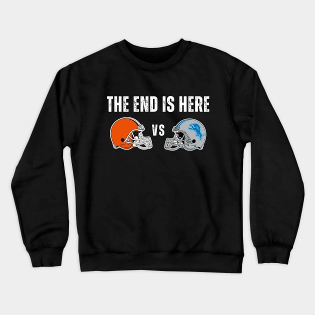 Browns versus Lions NFL Football Fans Funny Crewneck Sweatshirt by Little Duck Designs